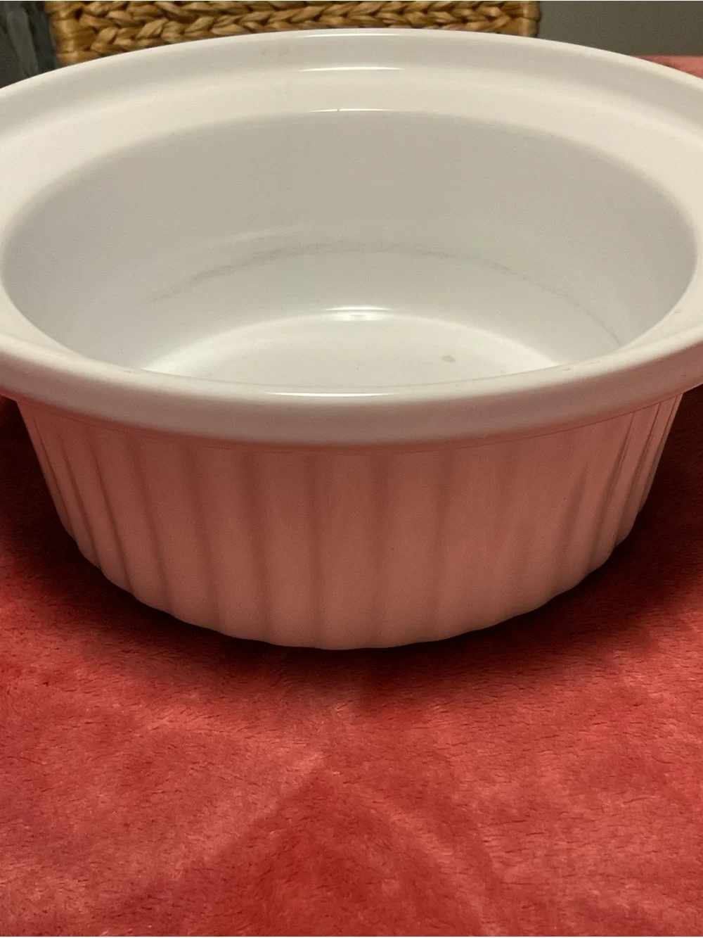 White and Pink Ceramic Baking Dish - Classic Fluted Design